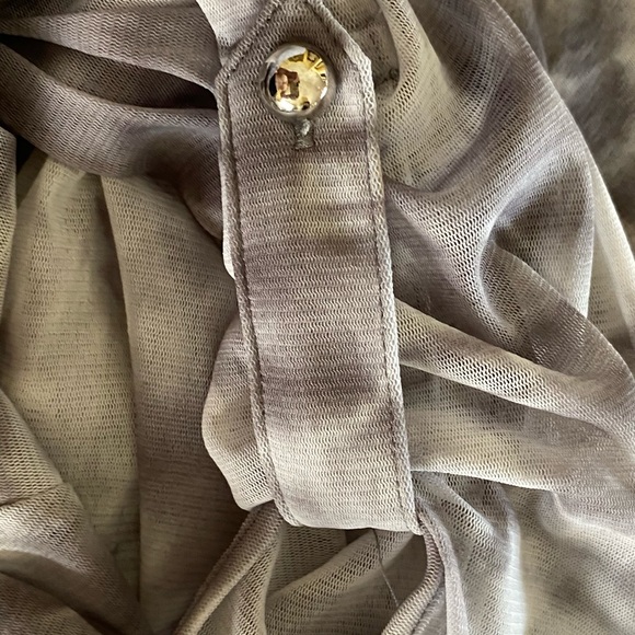 Inc. Gray Silver Glitz Button Blouse Mesh Sheer. - Picture 5 of 7